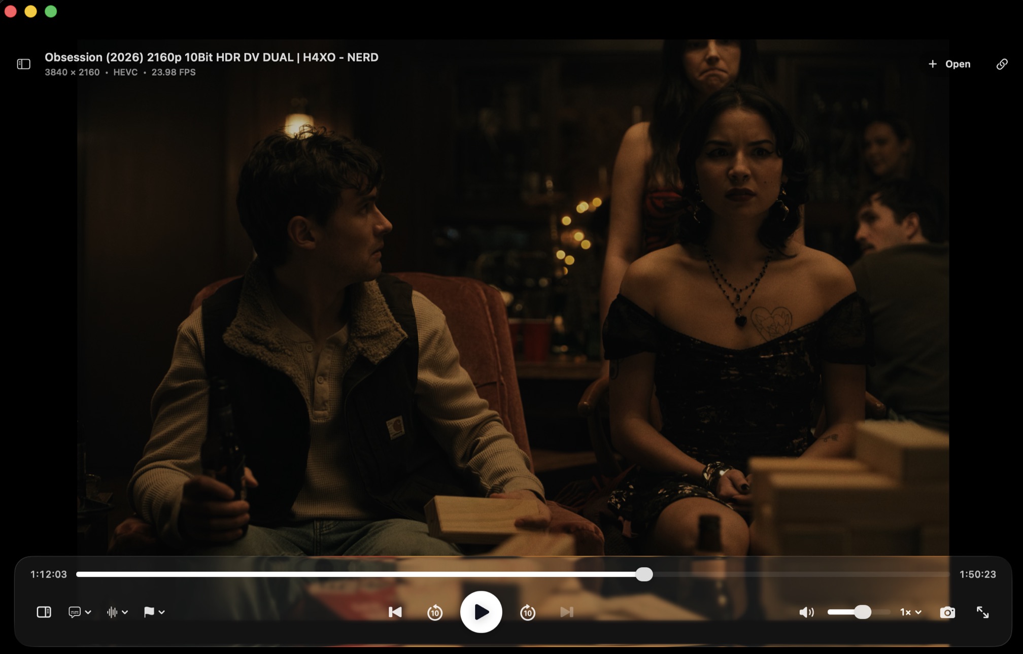 macmpv playing a 4K video with playback controls visible